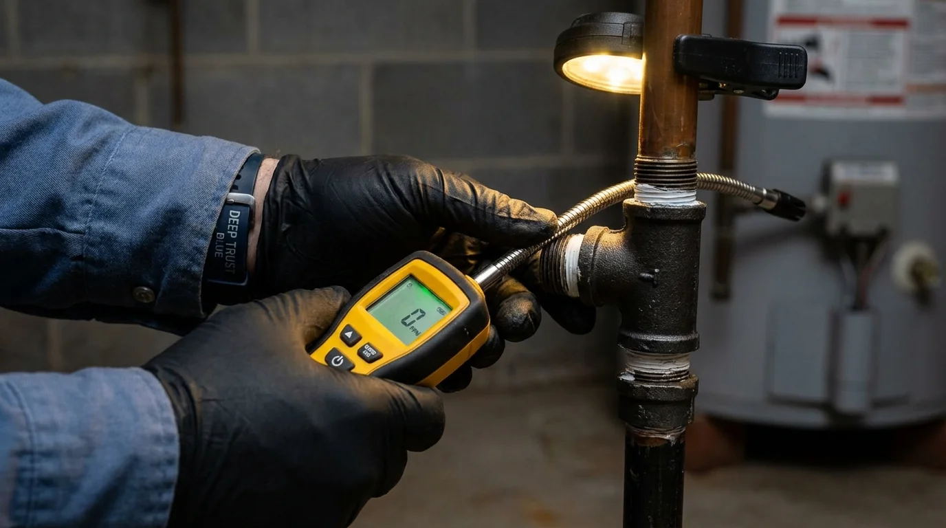 Gas leak detection with electronic sniffer by Johns Plumbing LLC in Fairfax
